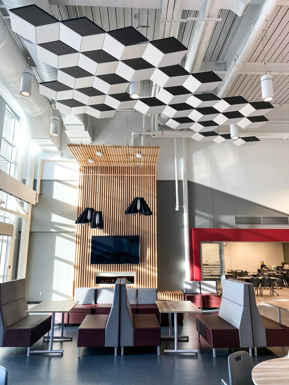 Bonnyville HS interior common fireplace copy